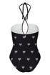 Saint Tropez Embroidered One PIece / Black - White Polka Palms